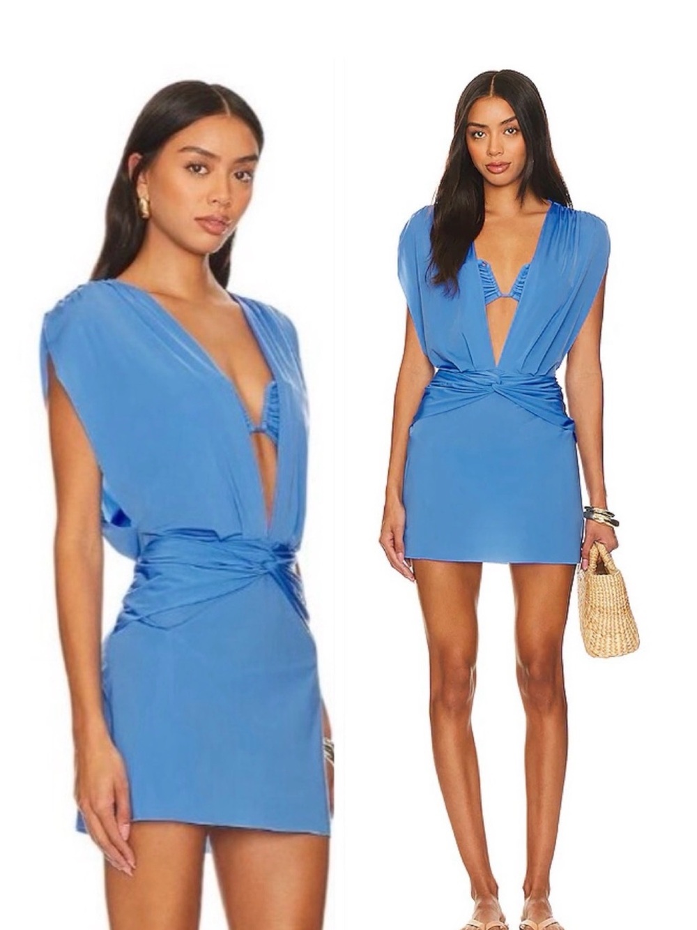 Vix PAULA HERMANNY Cindy Short Cover Up Dress in Blue (NWOT)